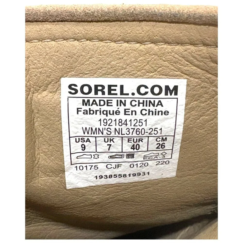 SOREL Joan Of Artic Sandy Tan Suede Stud‎ Wedge Boots